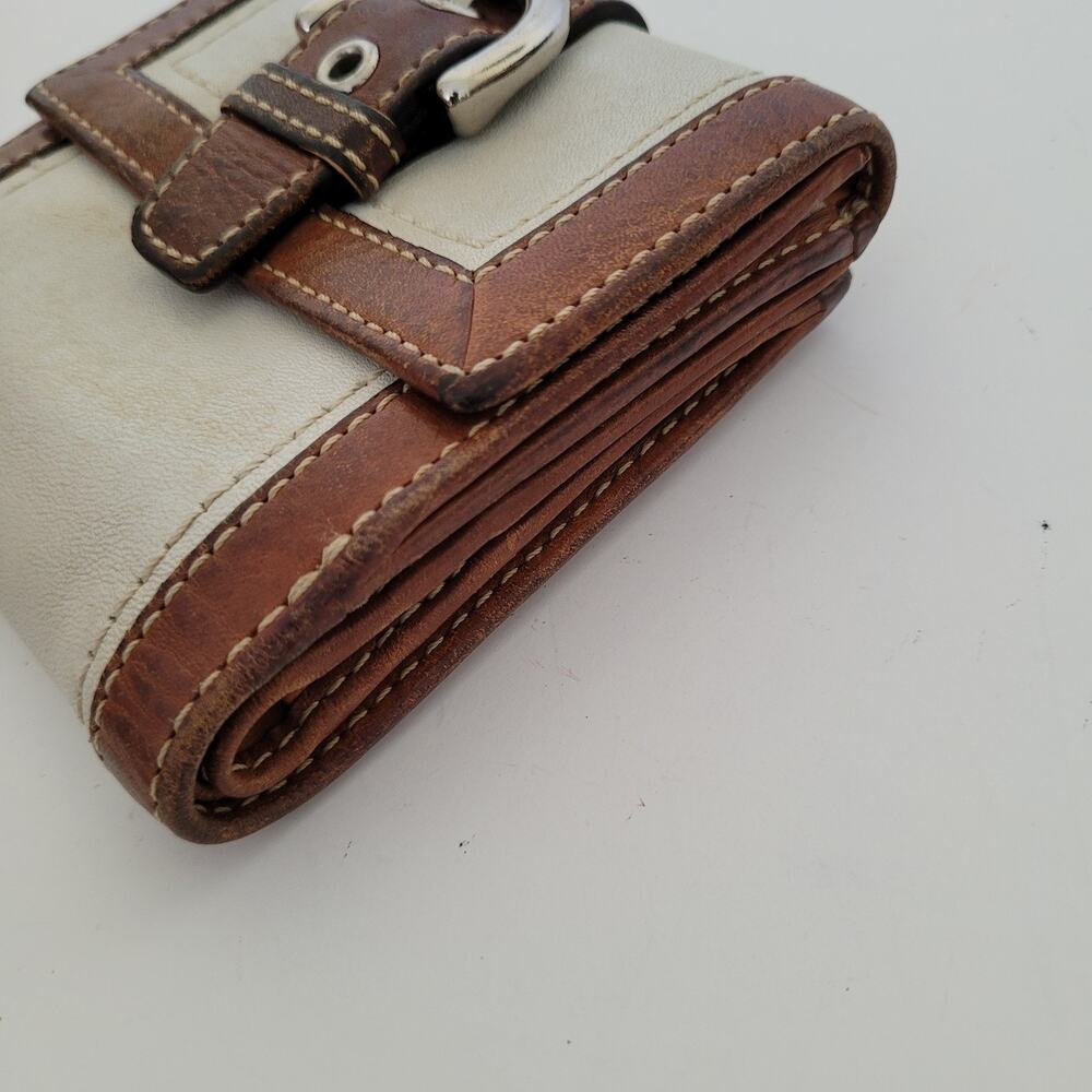 Coach Wallet Leather Bifold 5x4 Small White Brown Buckle Retro Vintage Two Tone - Picture 11 of 12